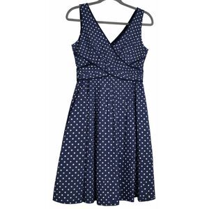Nine west womens size 10 shift dress polka dot blue white